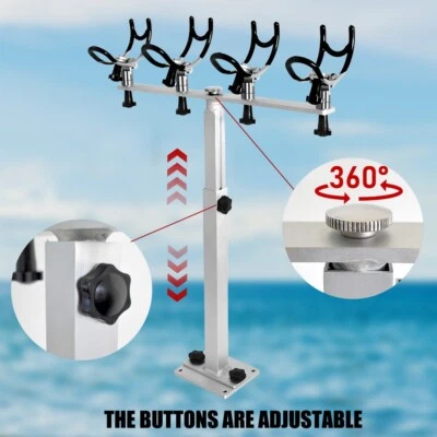 Aluminum Rod Holder Fishing PVC Coated Boat Marine Fishing Rotation Pole Rack - Image 1 of 4