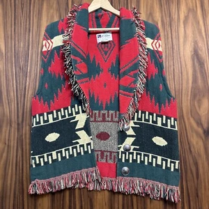 E. Clair Designs Vintage Western 70er Jahre aztekisch südwestlicher Druck Decke Weste Betriebssystem - Bild 1 von 3