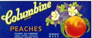 Original COLUMBINE Colorado peach crate label Palmer & Co. Cedaredge - Picture 1 of 1