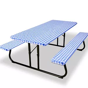 Fitted Picnic Table Cover with Bench Covers 3 Pieces Waterproof Camping Picni... - Picture 1 of 9