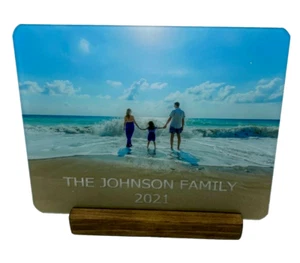 Large Custom Personalized Picture Your Photo Printed Desk Stand With Wood Base - Picture 1 of 12
