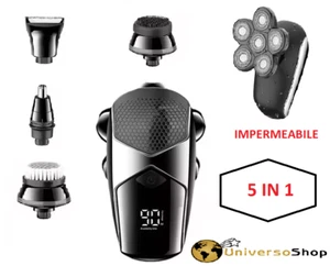 RASOIO ELETTRICO 6 TESTINE RICARICABILE UOMO REGOLAZIONE BARBA BAFFI PELI VISO - Foto 1 di 5