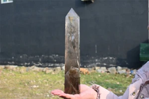 1,61 kg natürlicher Rauchquarz Obelisk Quarz Kristall Stabspitze Reiki Heilung WA597 - Bild 1 von 13
