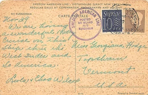 Schwedische American Schiff Line Verschickt Auf M/S Kungsholm Stempel Postkarte - Picture 1 of 2