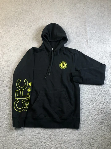 Chelsea Football Club Adidas Hoodie Mens Small Black Pullover Sweatshirt CFC Cover