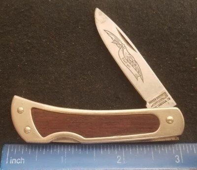 Parker Brothers Challenger Small Lockback Knife, Wooden Inset Handles, Japan + Foto 1 de 4