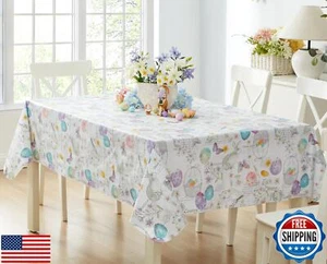 Newbridge Vinyl Square Tablecloth, 52 x 52 Inch, Easter Bunny Blossom Flannel - Picture 1 of 5