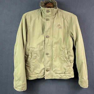 Abercrombie Adirondack Jacke Damen M Knopf Reißverschluss Sherpa gefüttert Vintage Khaki Grün - Bild 1 von 9