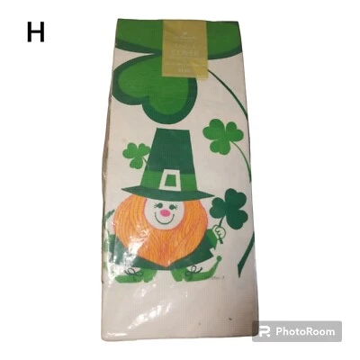 Vtg Hallmark Cards St Patrick's Day Paper Table Cover 60"X102" Clover Leprechaun - Image 1 of 4