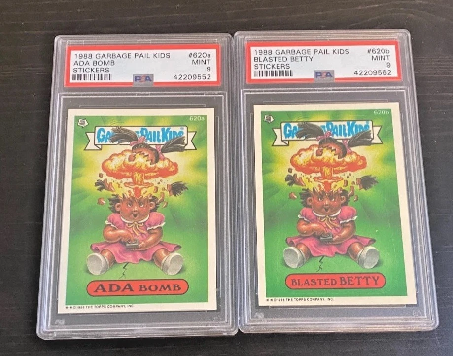 2 GPK PSA 9 Ada Bomb OS 15! 1988 Garbage Pail Kid Original Series 620a 620b Adam - Image 1 of 3