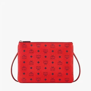 MCM Red Monogram Clutch crossbody bag NWTe - Picture 1 of 4