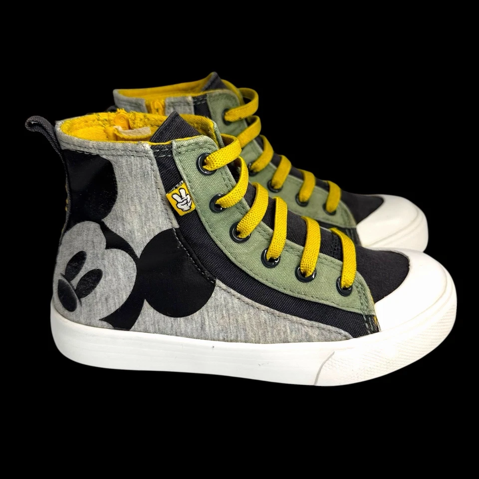 Zapatillas Disney Hi Top Oh Boy Mickey Mouse Niños Talla 11 Gris Verde Amarillo Foto 1 de 4