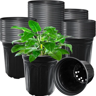 60 Pack 1 Gallon Nursery Plant Pots,Thickened Flexible Plastic Seedling Pot with - Image 1 of 4