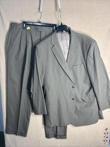 Jos A Bank 48XL Solid Taupe Brown/Gray 42x32.5 2 Piece Suit Cotton Poly 2 Button - Picture 1 of 18