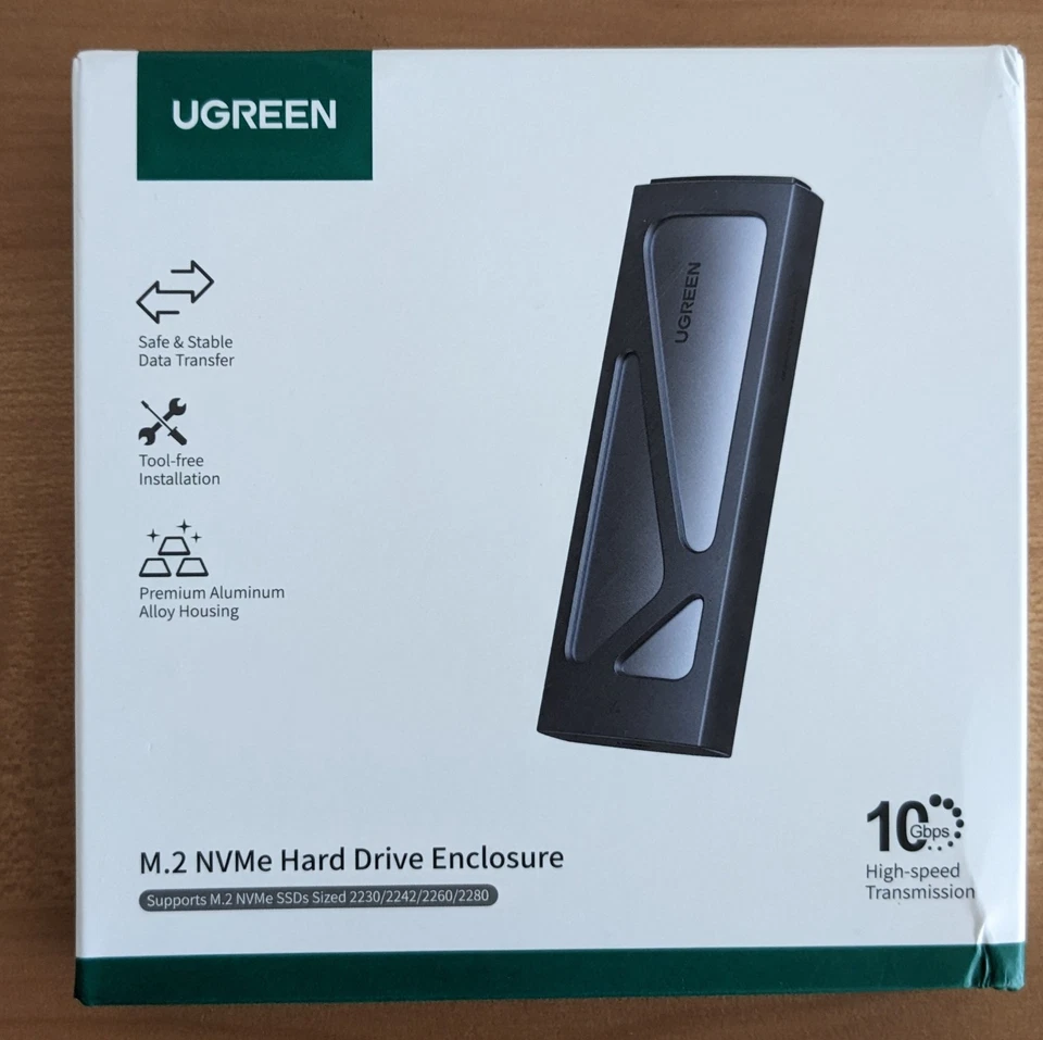 UGREEN NVMe M.2 USB 3.2 SSD Gehäuse-Adapter mit Kühlkissen 10 Gbps für NVMe PCIe - Bild 1 von 1