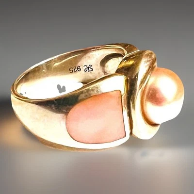 ANILLO DE PLATA ESTERLINA QVC HONORA PERLA CULTIVADA con Incrustación de fregona rosa Talla 6.5 ¡BONITO!! Foto 1 de 3