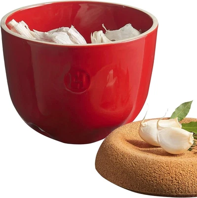 Pote de armazenamento de alho Emile Henry feito na França 1,1 Qt.  com tampa - Novo em folha - Imagem 1 de 4