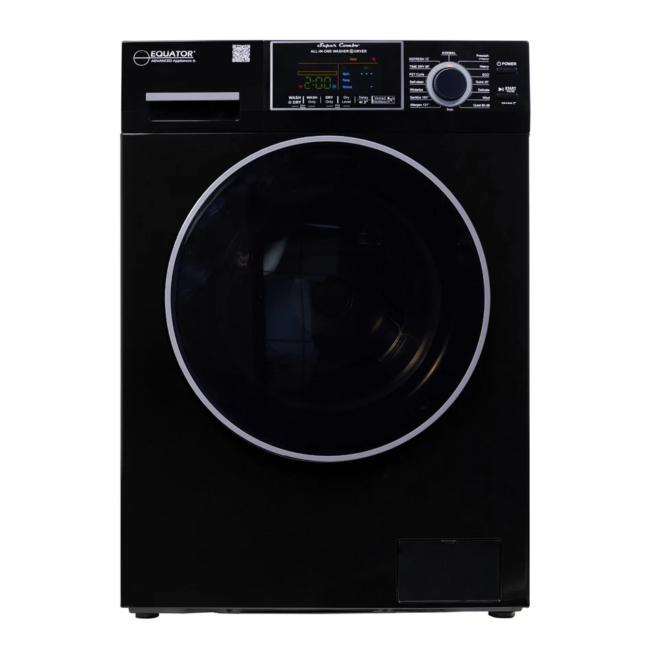 Equator All-in-One Washer Dryer VENTLESS/VENTED PET cycle 1.62cf/15lbs 110Vblack - Image 1 of 4