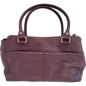 Tignanello Leather Shoulder Bag Purple Zip Top Handbag - Picture 1 of 9