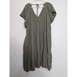 Old Navy Damen Stufenkleid Größe 3X Grün 100% Baumwolle Landhaus Boho Bauern - Bild 1 von 6
