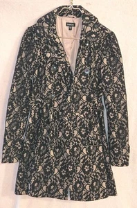 Bebe Colorway Black Lace Trench Jacket Coat Blazer Small - Picture 1 of 10