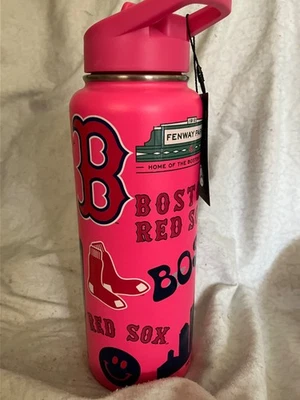 Boston Red Sox 34oz botella de agua fondo rosa caliente por Memory Company Foto 1 de 4
