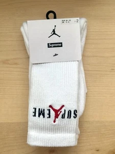 SUPREME® JORDAN CREW SOCKS 2x paia / BIANCO / UK 5-8 EU 36-42/ 💯% Esaurito🔥 - Foto 1 di 2