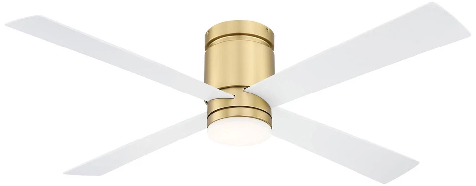 52" Fanimation Kwartet Satin Brass CCT LED Hugger Ceiling Fan - Image 1 of 1