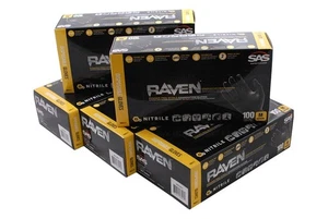 SAS Safety 66517 5 Pack Raven Powder-Free Dispos.  Nitrile 6 Mil Gloves, Medium - Picture 1 of 1