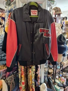 Vintage Betty Boop Leather Embroidered Bomber Jacket MONTANA Toons Excelled - Picture 1 of 9