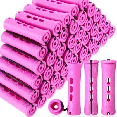 60 Pcs Short Perm Rods Natural Hair Perm Rods with Elastic Band Non Slip Plas... - Image 1 of 4