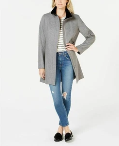 CALVIN KLEIN Stand Collar Wool Blend Coat Grey / Tin Size S - Picture 1 of 1