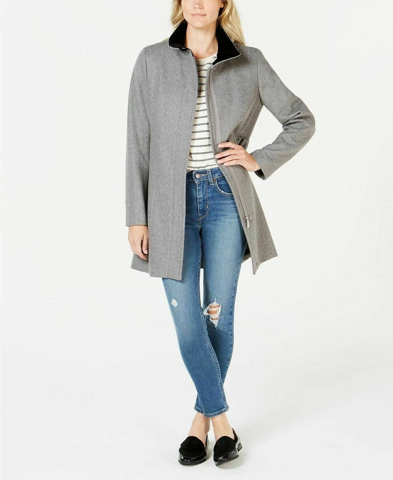 CALVIN KLEIN Stand Collar Wool Blend Coat Grey / Tin Size S - Image 1 of 1