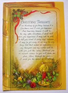 Thoughts Henry Van Dyke faux book unsigned vintage Christmas greeting card *XX23 - Picture 1 of 3