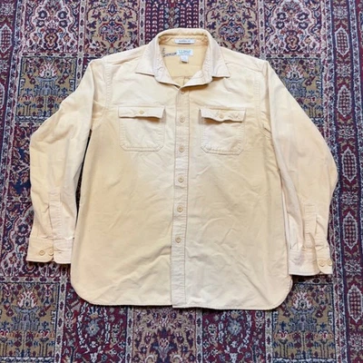 VTG LL Bean Freeport Chamois Cloth Shirt Men's L yellow Button Up flannel faded - Image 1 of 4