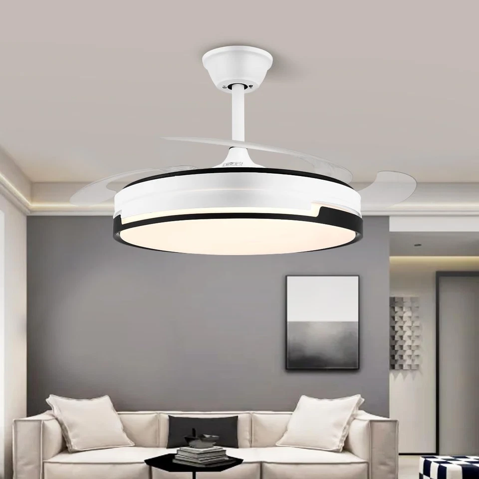 42" Smart Retractable Ceiling Fan Light with 3-Color Light & Remote, App Control - Image 1 of 4