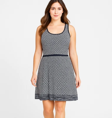 Vestido Jessica Simpson para mujer M sin mangas tejido/ganchillo azul marino blanco femenino algodón Foto 1 de 3