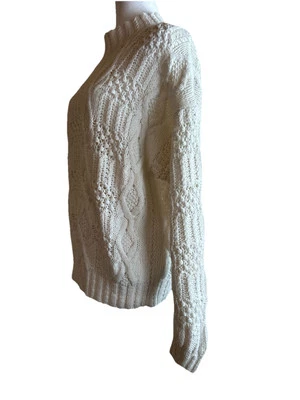 Pullover Hunt Club M/L Vintage Marfil Tejido con Cable Pescador Cabaña Cabricho Boho Foto 1 de 4