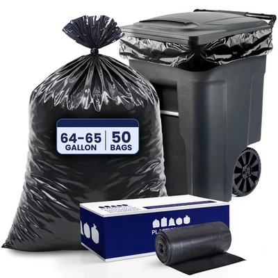 Plasticplace 64 Gallon Toter Compatible Trash Bags - 50 Bags on Rolls