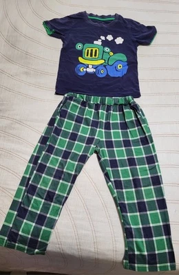 Pantalones de pijama para niños de 2 piezas + camiseta talla 5 a cuadros ropa para dormir parte inferior polar  Foto 1 de 4