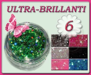 6 BARATTOLI GLITTER BIG DECORAZIONI UNGHIE NAIL ART GEL VARI COLORI - Imagen 1 de 1