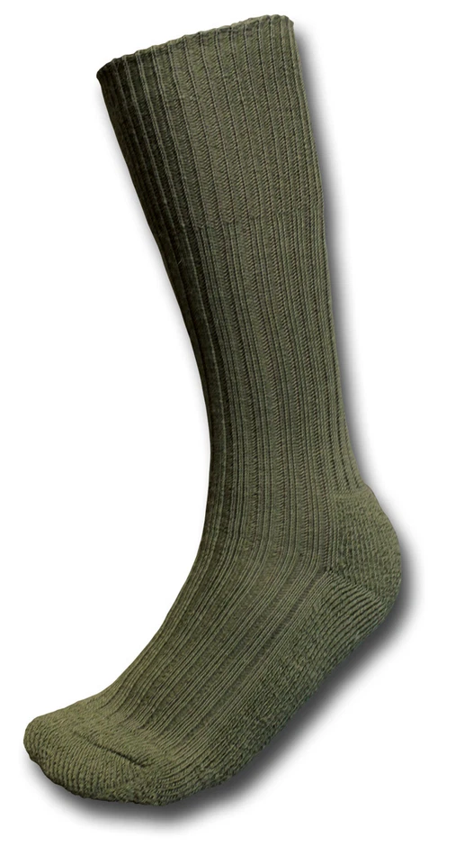 1 PAIR NEW ARMY ISSUE CUSHION SOLE SOCKS, GREEN OR BLACK, SIZE 7-11 [06001]