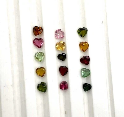 Natural Multi Tourmaline Heart Cut Loose Gemstone Lot 42 Pcs  3-3.50 MM 5 CT - Image 1 of 4