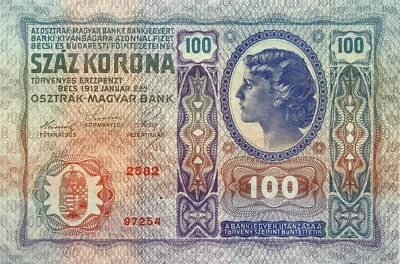 Austria Hungary BANKNOTE - 100 Kronen 1912 Hungarian Site with DEUTSCHÖSTERREICH - Image 1 of 2