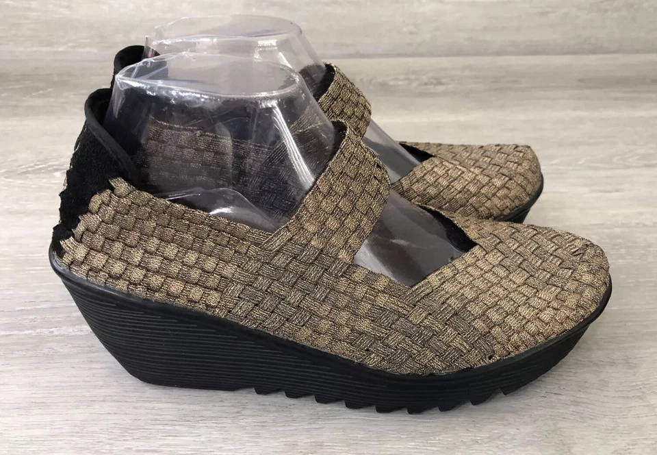 Bernie Mev Pasarela Mujer Mary Jane Cuña Bronce Textil 10 Elástico Comodidad Foto 1 de 4