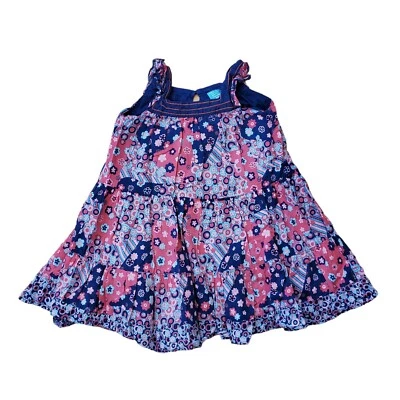 Vestido Solero Parche Calabaza Azul y Rosa Boho Floral Patchwork Talla 4 Foto 1 de 4