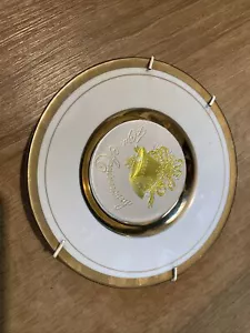 40th Ruby Wedding Anniversary The Art Of Chokin 24k Gold Decorated Gift Plate - Picture 1 of 13