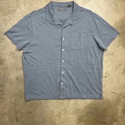 Daniel Cremieux Linen Blend camp collar Blue mens Large old money preppy - Image 1 of 4