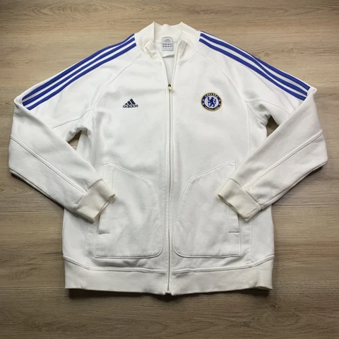 VTG 2005 ADIDAS CHELSEA FC WHITE BLUE SOCCER TRACK JACKET FULL ZIP SZ XL Cover