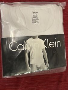 Calvin Klein Mens (2) 3 Pk Crew Neck White Short Sleeve Tee Shirt Cotton XXL NEW